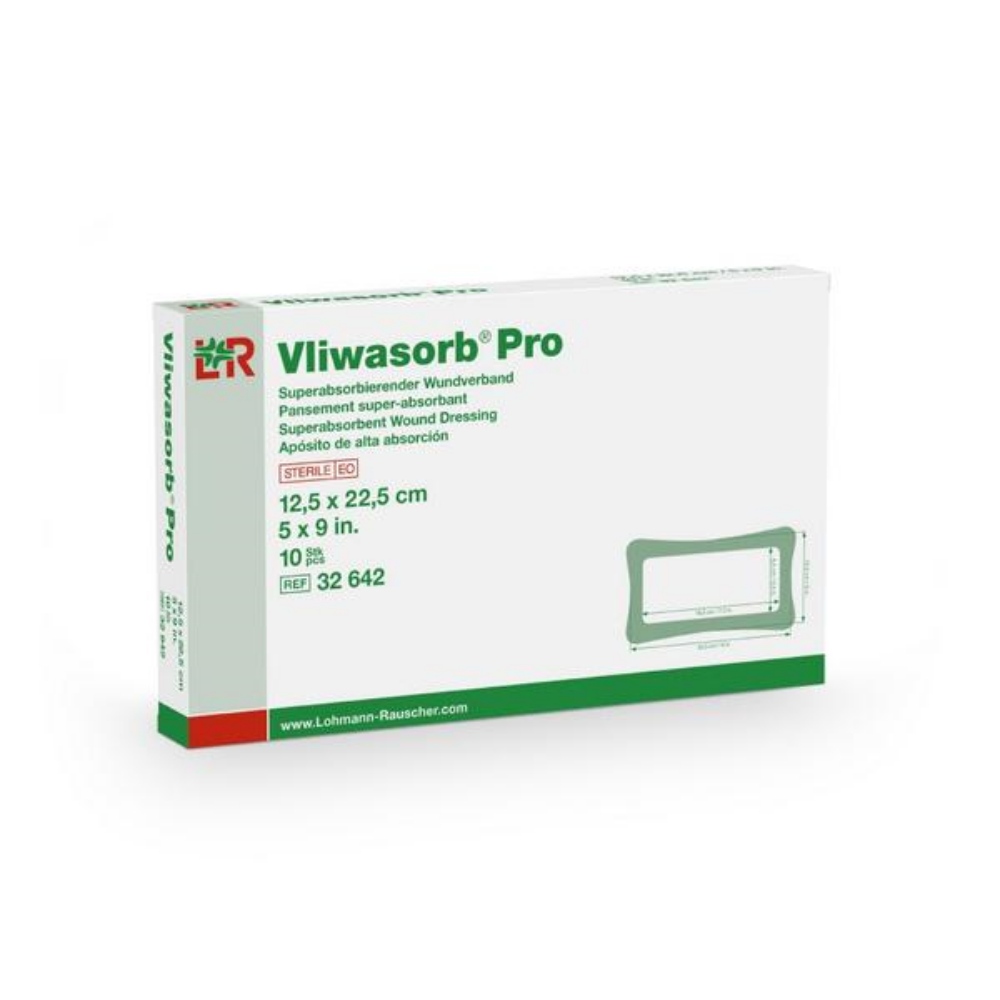 Vliwasorb Pro superabsorbierender Wundverband, steril, 12,5 cm × 22,5 cm 10 Stück