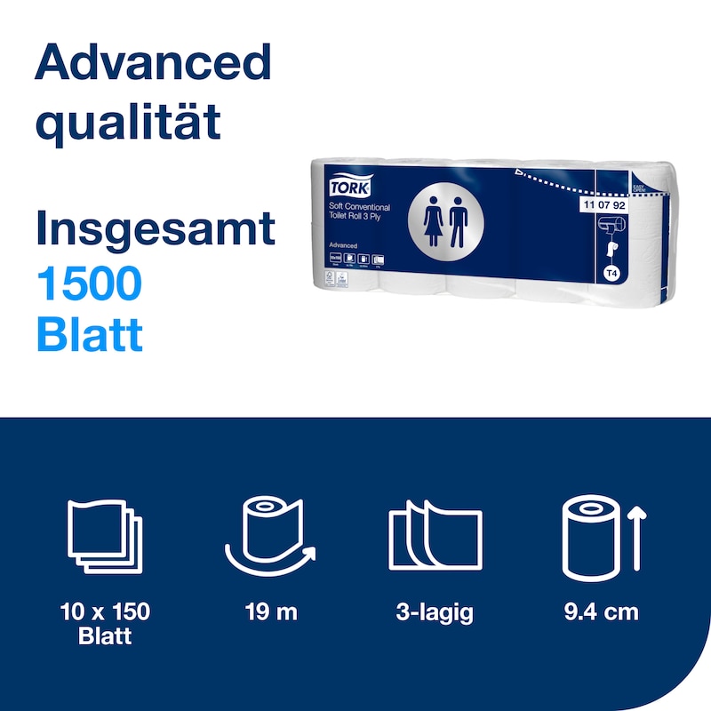 TORK-110792 weiches Kleinrollen Toilettenpapier Advanced – 3-lagig - T4
