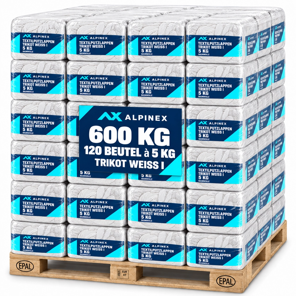 Alpinex Putzlappen Trikot weiss – 5 kg Palette