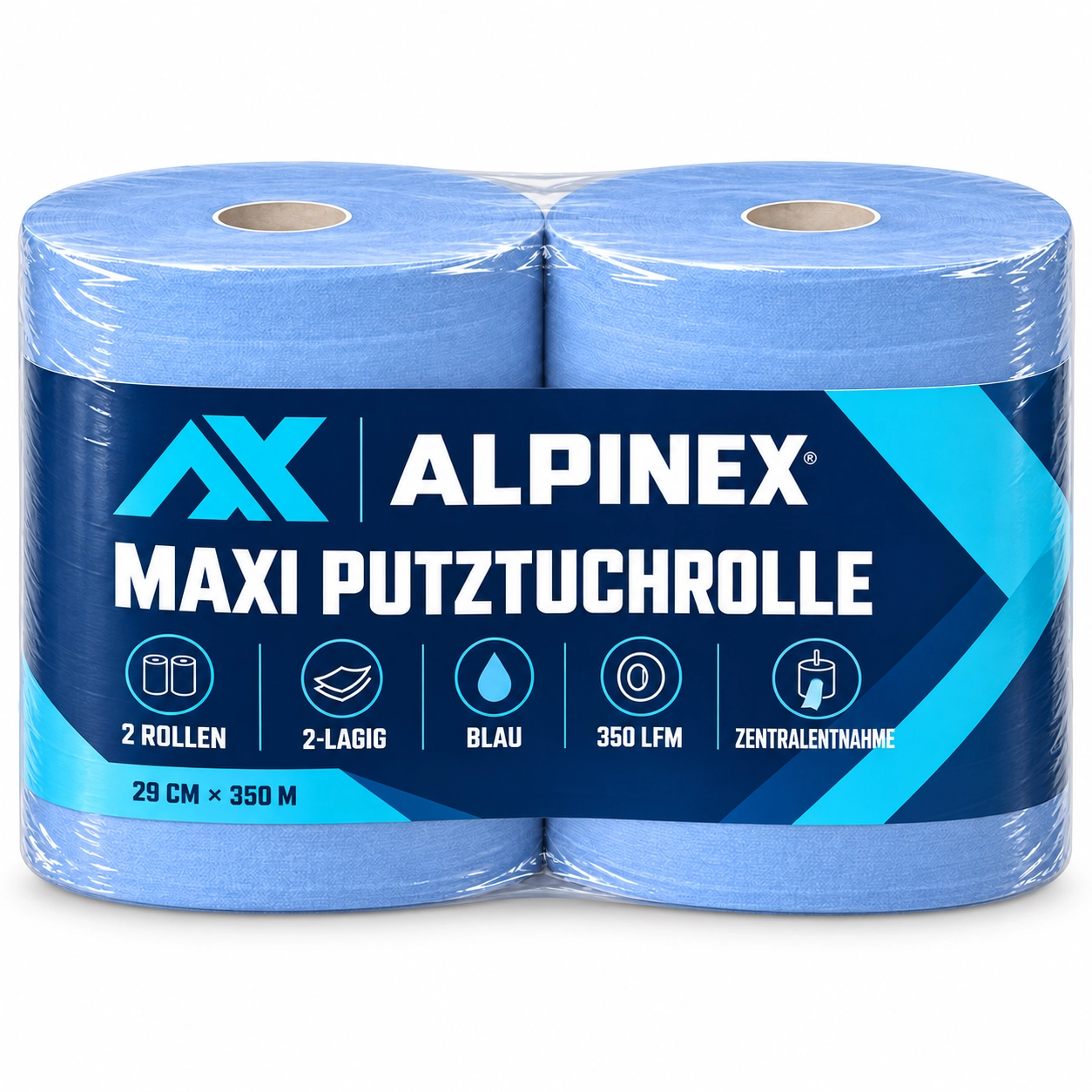 Alpinex Maxi-Reinigungsrolle 29 cm x 350 m blau, 2-lagig