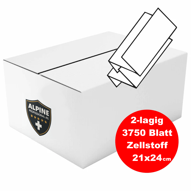Faltpapier Alpinex® Z-Falz 2-lagig 100% Zellstoff H2 20,6x24cm