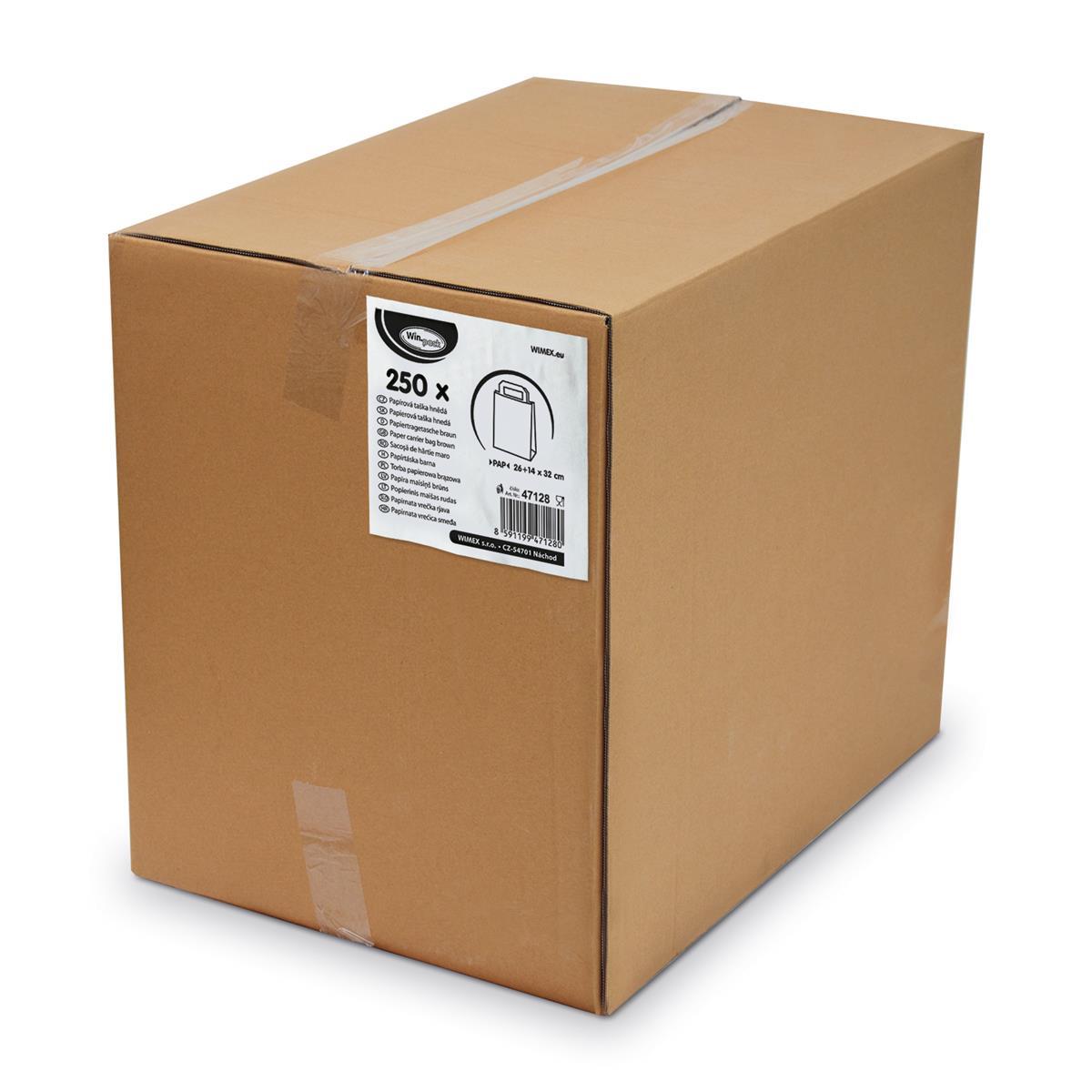 Papiertragetasche braun 26+14 x 32 cm - 250 Stück