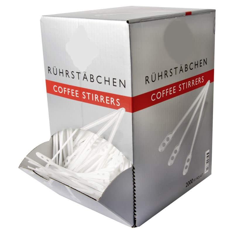 Rührstäbchen Spenderbox weiss, Pack à 2'000 Stück