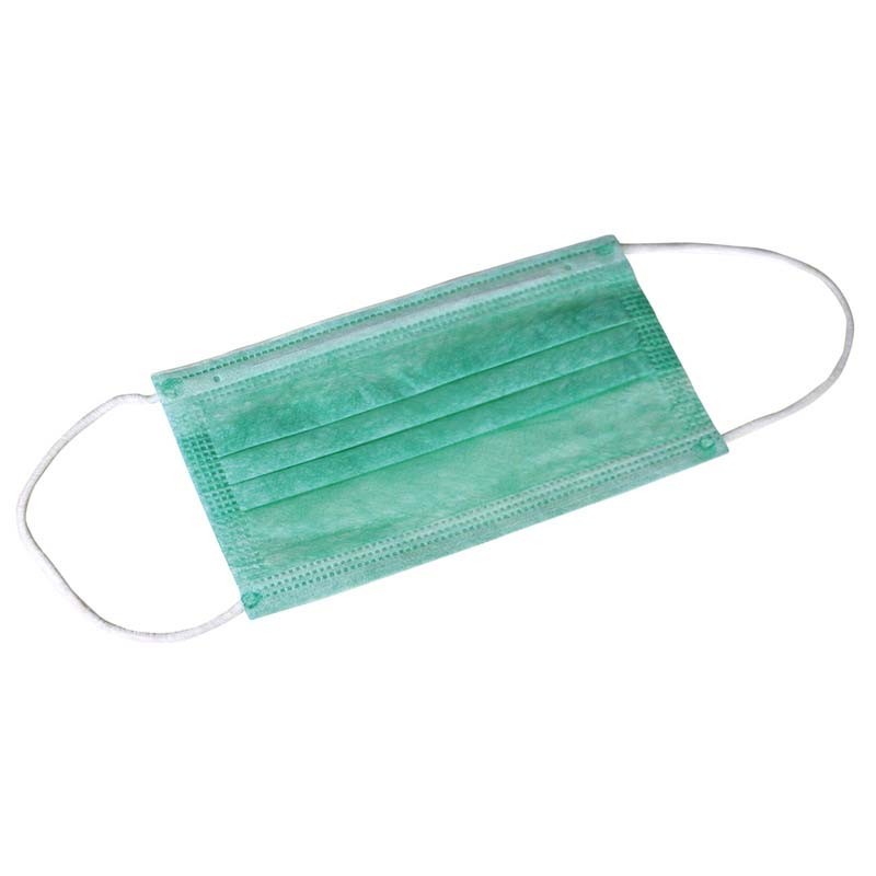 Mundschutz 3-lagig mit Gummibändern, grün - 10er Pack