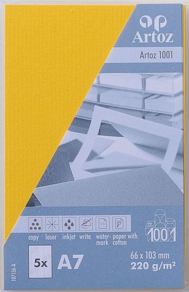 Visitenkarten 1001 A7 220g, sonnengelb 5 Blatt ARTOZ 107136142