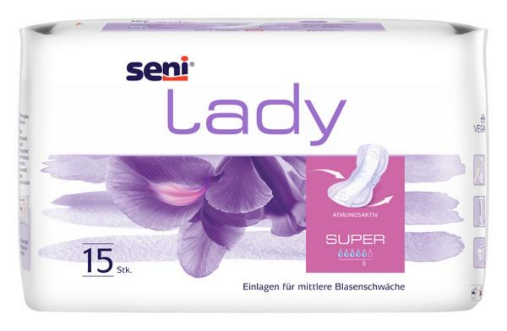 Seni Lady Einlagen atmungsaktive Vorlage für Frauen, Super 15 Stück