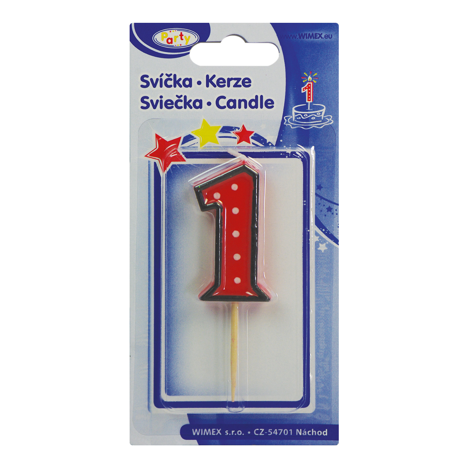 Zahlenkerze auf Holzpicker -1- 50mm - 1 Stück