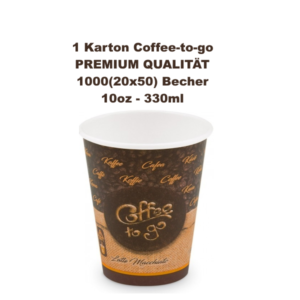 1000 Stück - 330ml Einweg-Kaffeebecher Coffee to go ML - 1 Karton