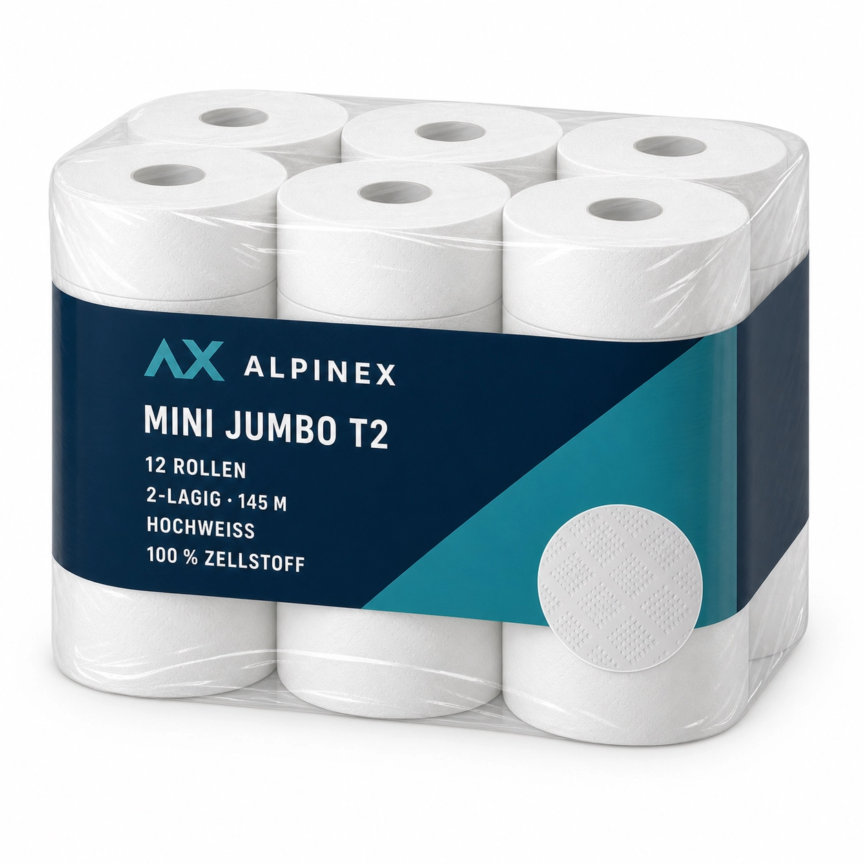 Alpinex Mini Jumbo Toilettenpapier 2-lg hochweiss 145m
