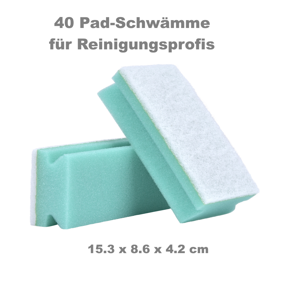40x Schwamm-Pad breit (15,3 x 8,6 x 4,2cm) kratzfrei - Grün
