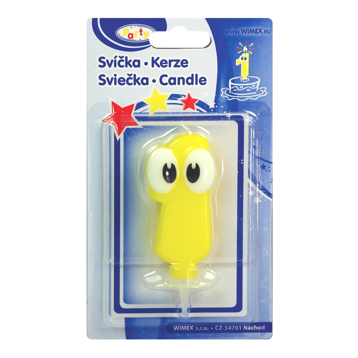 Zahlenkerze mit Halter -1- 80mm - 1 Stück