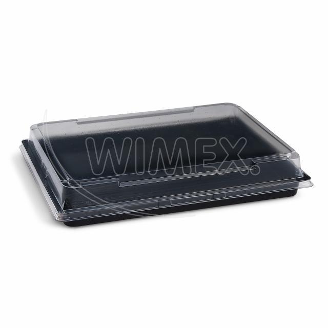 Sushi-Schale (PET) schwarz 255 x 185 x 20 mm + Deckel - 200 Stück