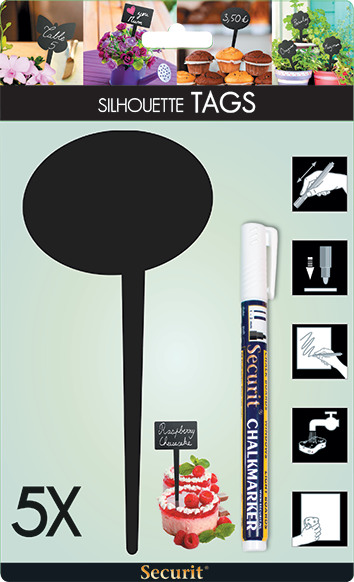 Gartenstecker SILHOUETTE schwarz 18x8.1x0.1cm SECURIT TAG-BUBBL