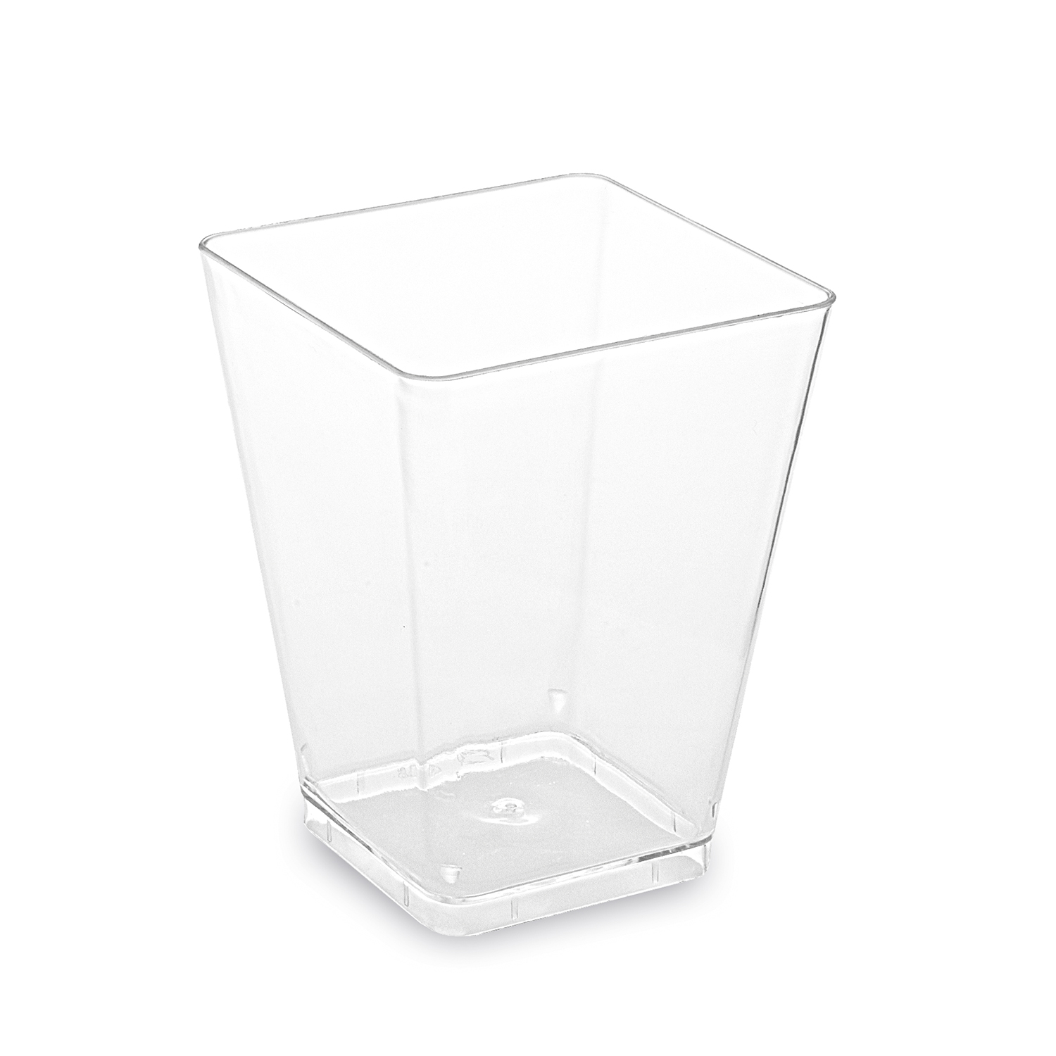 Fingerfood-Becher PS glasklar eckig 160 ml für Buffet und Take-away, Packung mit 20 Stück