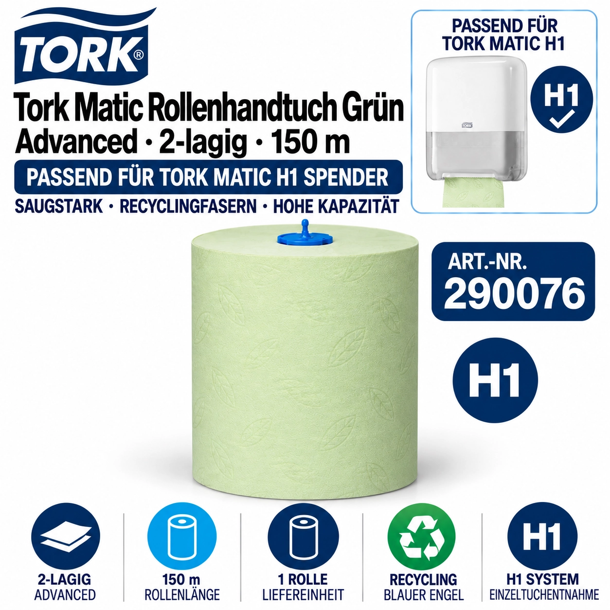 TORK-290076 Matic grünes Rollenhandtuch Advanced - H1