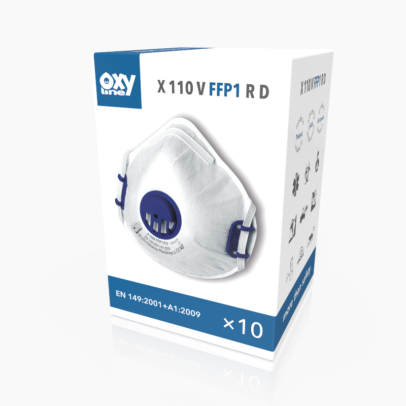 120 OxyLine Atemschutzmasken FFP1 X110 R D mit Ausatemventil