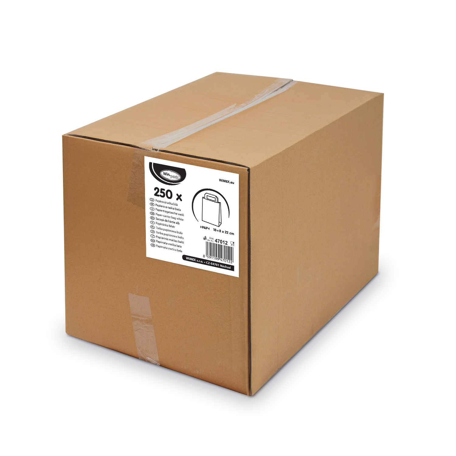 Papiertragetasche weiß 18+8 x 22 cm - 250 Stück