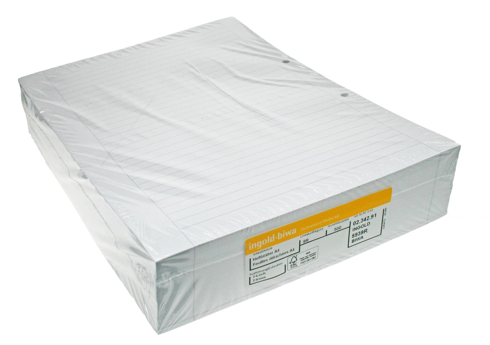 Ringbucheinlagen A4 weiss 90g 5x5mm kar. 500 Blatt INGOLD-B. 02.342.55