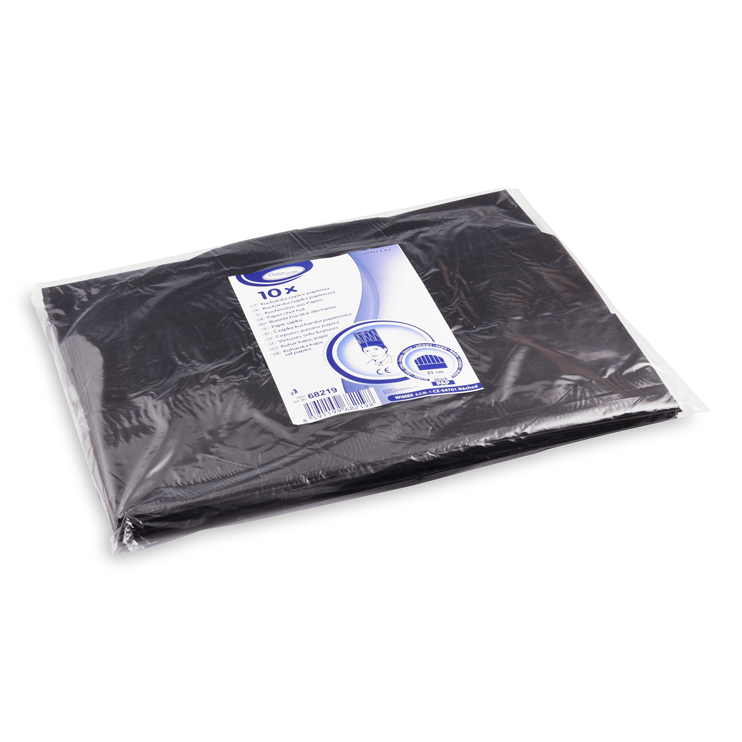 Kochmütze PAP schwarz für Küche, Service und Betrieb, Packung mit 10 Stück